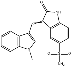 3-(1-METHYLINDOL-3-YLMETHYLENE)-2-OXO-2,3-DIHYDROINDOLE-5-SULFONIC ACID AMIDE 结构式