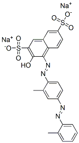 3-羟基-4-[[2-甲基-4-[(邻甲苯基)偶氮]苯基]偶氮]萘-2,7-二磺酸二钠盐 结构式