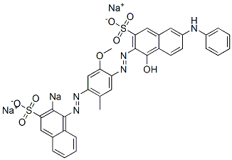 4-Hydroxy-3-[[5-methyl-2-methoxy-4-[(2-sodiosulfo-1-naphthalenyl)azo]phenyl]azo]-7-(phenylamino)naphthalene-2-sulfonic acid sodium salt 结构式