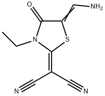 Propanedinitrile, [5-(aminomethylene)-3-ethyl-4-oxo-2-thiazolidinylidene]- (9CI) 结构式