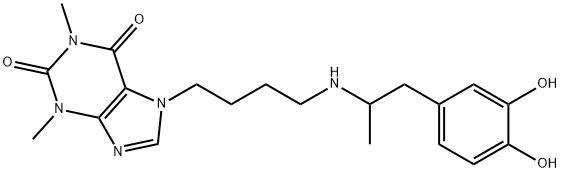 7-[4-[[2-(3,4-Dihydroxyphenyl)-1-methylethyl]amino]butyl]theophyline 结构式