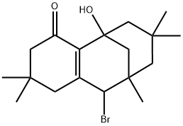 10-Bromo-2,3,5,6,7,8,9,10-octahydro-5-hydroxy-2,2,7,7,9-pentamethyl-5,9-methanobenzocycloocten-4(1H)-one 结构式