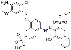 3-[[4-[(4-Amino-2-chloro-5-methoxyphenyl)azo]-6-sulfo-1-naphtyl]azo]-4-hydroxy-2-naphthalenesulfonic acid disodium salt 结构式