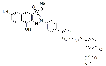 5-[[4'-[(6-Amino-1-hydroxy-3-sulfo-2-naphtyl)azo]-1,1'-biphenyl-4-yl]azo]-2-hydroxybenzoic acid disodium salt 结构式