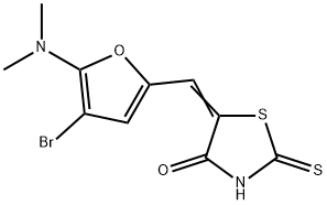 4-Thiazolidinone,  5-[[4-bromo-5-(dimethylamino)-2-furanyl]methylene]-2-thioxo- 结构式
