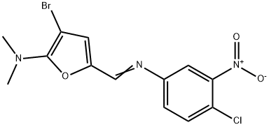 2-Furanamine,  3-bromo-5-[[(4-chloro-3-nitrophenyl)imino]methyl]-N,N-dimethyl- 结构式