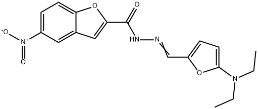 2-Benzofurancarboxylic  acid,  5-nitro-,  [[5-(diethylamino)-2-furanyl]methylene]hydrazide  (9CI) 结构式