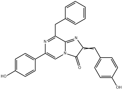 Imidazo[1,2-a]pyrazin-3(2H)-one,  6-(4-hydroxyphenyl)-2-[(4-hydroxyphenyl)methylene]-8-(phenylmethyl)-  (9CI) 结构式