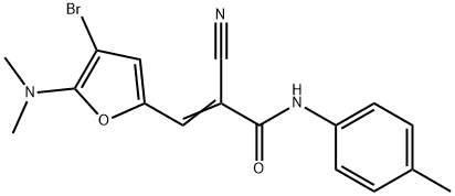 2-Propenamide,  3-[4-bromo-5-(dimethylamino)-2-furanyl]-2-cyano-N-(4-methylphenyl)- 结构式