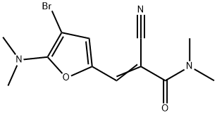 2-Propenamide,  3-[4-bromo-5-(dimethylamino)-2-furanyl]-2-cyano-N,N-dimethyl- 结构式