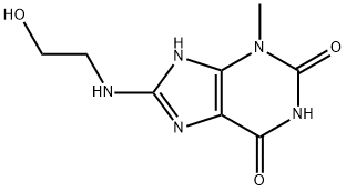 1H-Purine-2,6-dione, 3,7-dihydro-8-[(2-hydroxyethyl)amino]-3-methyl- (9CI) 结构式