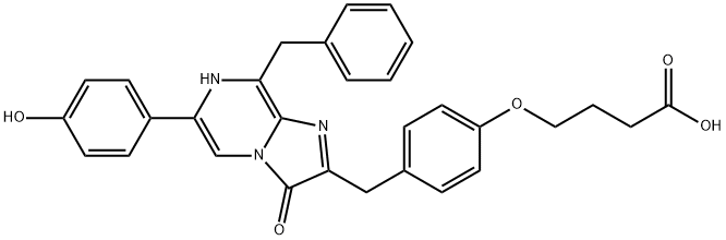 Butanoic  acid,  4-[4-[[3,7-dihydro-6-(4-hydroxyphenyl)-3-oxo-8-(phenylmethyl)imidazo[1,2-a]pyrazin-2-yl]methyl]phenoxy]- 结构式