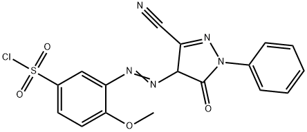 3-[[(3-Cyano-4,5-dihydro-5-oxo-1-phenyl-1H-pyrazol)-4-yl]azo]-4-methoxybenzenesulfonic acid chloride 结构式