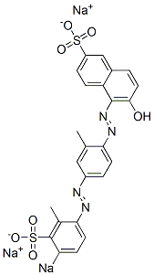 6-Hydroxy-5-[[2-methyl-4-[(2-methyl-4-sodiosulfophenyl)azo]phenyl]azo]naphthalene-2-sulfonic acid sodium salt 结构式
