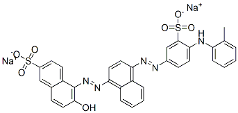 6-Hydroxy-5-[[4-[[4-[(2-methylphenyl)amino]-3-sulfophenyl]azo]-1-naphtyl]azo]-2-naphthalenesulfonic acid disodium salt 结构式