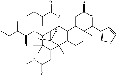 4-(3-Furyl)-4a,5,6,6a,6b,7,8,9,10,10a-decahydro-10a-hydroxy-4a,6b,8,8-tetramethyl-9,12-bis(2-methyl-1-oxobutoxy)-2-oxo-4H-10,11a-methano-2H-benzofuro[2,3-f][2]benzopyran-7-acetic acid methyl ester 结构式