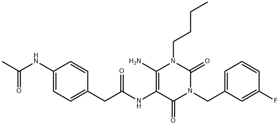 Benzeneacetamide,  4-(acetylamino)-N-[6-amino-1-butyl-3-[(3-fluorophenyl)methyl]-1,2,3,4-tetrahydro-2,4-dioxo-5-pyrimidinyl]- 结构式