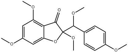 2,4,6-Trimethoxy-2-[methoxy(4-methoxyphenyl)methyl]benzofuran-3(2H)-one 结构式