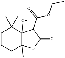3-Benzofurancarboxylic  acid,  octahydro-3a-hydroxy-4,4,7a-trimethyl-2-oxo-,  ethyl  ester 结构式