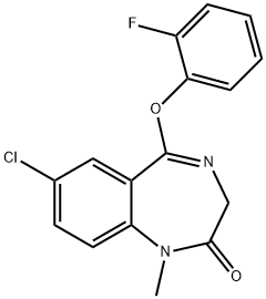 7-Chloro-5-(o-fluorophenoxy)-1-methyl-1H-1,4-benzodiazepin-2(3H)-one 结构式