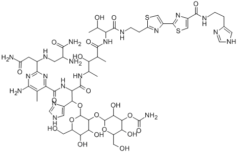 [2-[2-[2-[[6-amino-2-[1-[(2-amino-2-carbamoyl-ethyl)amino]-2-carbamoyl -ethyl]-5-methyl-pyrimidine-4-carbonyl]amino]-2-[[3-hydroxy-4-[[2-hydr oxy-1-[2-[4-[4-[2-(3H-imidazol-4-yl)ethylcarbamoyl]-1,3-thiazol-2-yl]- 1,3-thiazol-2-yl]ethylcarbamoyl]propyl]carbamoyl]pentan-2-yl]carbamoyl ]-1-(3H-imidazol-4-yl)ethoxy]-4,5-dihydroxy-6-(hydroxymethyl)oxan-3-yl ]oxy-3,5-dihydroxy-6-(hydroxymethyl)oxan-4-yl] carbamate 结构式