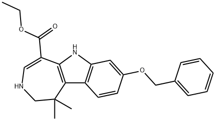 Azepino[4,5-b]indole-5-carboxylic acid, 1,2,3,6-tetrahydro-1,1-dimethyl-8-(phenylmethoxy)-, ethyl ester 结构式