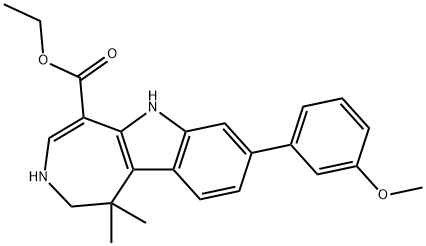 Azepino[4,5-b]indole-5-carboxylic acid, 1,2,3,6-tetrahydro-8-(3-methoxyphenyl)-1,1-dimethyl-, ethyl ester 结构式