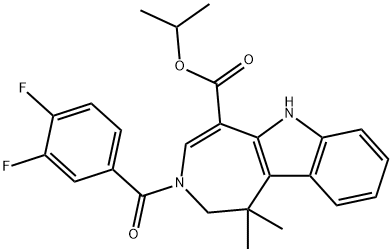 3-(3,4-二氟苯甲酰基)-1,2,3,6-四氢-1,1-二甲基氮杂卓[4,5-B]吲哚-5-甲酸 1-甲基乙基酯 结构式