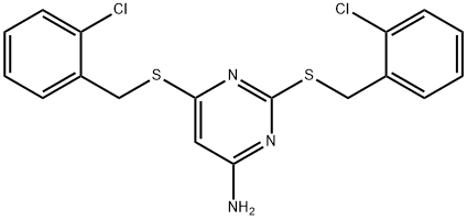 2,6-bis[(2-chlorophenyl)methylsulfanyl]pyrimidin-4-amine 结构式