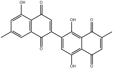1',4',5-Trihydroxy-7,7'-dimethyl[2,2'-binaphthalene]-1,4,5',8'-tetrone 结构式