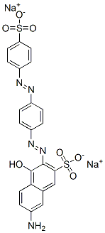 (3E)-7-氨基-4-氧代-3-({4-[(E)-(4-磺基苯基)偶氮]苯基}亚肼基)-3,4-二氢-2-萘磺酸 结构式