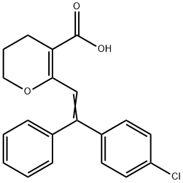 2-[2-(4-chlorophenyl)-2-phenyl-ethenyl]-5,6-dihydro-4H-pyran-3-carboxy lic acid 结构式