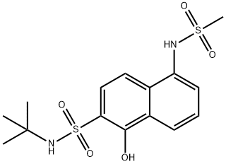 N-(tert-butyl)-1-hydroxy-5-[(methylsulphonyl)amino]naphthalene-2-sulphonamide 结构式