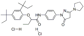 2-[2,4-bis(tert-pentyl)phenoxy]-N-[4-[4,5-dihydro-5-oxo-3-(1-pyrrolidinyl)-1H-pyrazol-1-yl]phenyl]butyramide dihydrochloride 结构式