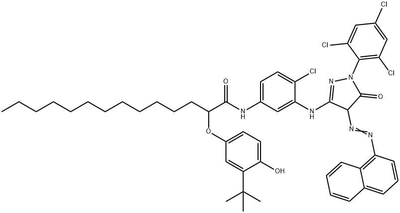 N-[4-氯-3-[[4,5-二氢-4-(1-萘偶氮)-5-氧代-1-(2,4,6-三氯苯基-1H-吡唑-3-基)氨基]苯基]-2-[3-叔丁基-4-羟基苯氧基]十四烷酰胺 结构式