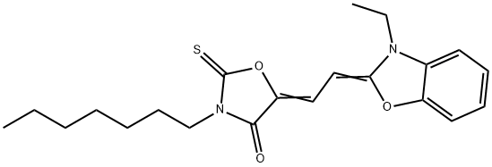 5-[(3-ethyl-(3H)-benzoxazol-2-ylidene)ethylidene]-3-heptyl-2-thioxooxazolidine-4-one 结构式