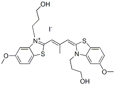 3-(3-hydroxypropyl)-2-[3-[3-(3-hydroxypropyl)-5-methoxy-3H-benzothiazol-2-ylidene]-2-methylprop-1-enyl]-5-methoxybenzothiazolium iodide  结构式
