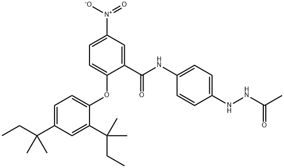 Acetic acid 2-[4-[[2-[2,4-bis(1,1-dimethylpropyl)phenoxy]-5-nitrobenzoyl]amino]phenyl] hydrazide 结构式
