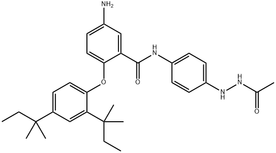 N'-[4-[[5-Amino-2-[2,4-bis(1,1-dimethylpropyl)phenoxy]benzoyl]amino]phenyl]acetohydrazide 结构式