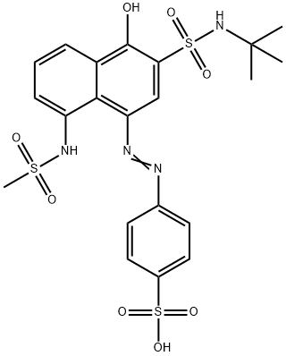 4-[[3-[[(1,1-dimethylethyl)amino]sulphonyl]-4-hydroxy-8-[(methylsulphonyl)amino]-1-naphthyl]azo]benzenesulphonic acid 结构式