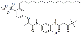 4-[2-[[4-Chloro-3-[(4,4-dimethyl-1,3-dioxopentyl)amino]phenyl]amino]-1-ethyl-2-oxoethoxy]-2-pentadecylbenzenesulfonic acid sodium salt 结构式