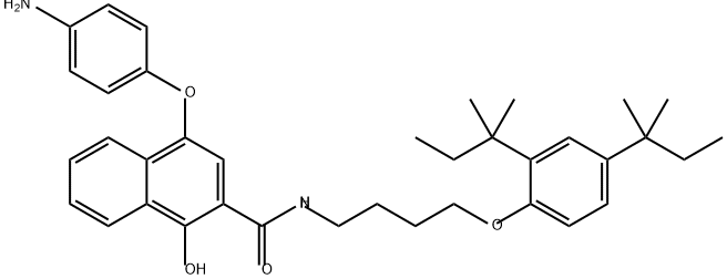 4-(4-aminophenoxy)-N-[4-[2,4-bis(1,1-dimethylpropyl)phenoxy]butyl]-1-hydroxynaphthalene-2-carboxamide 结构式