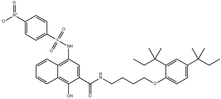 N-[4-[2,4-Bis(1,1-dimethylpropyl)phenoxy]butyl]-1-hydroxy-4-[[(4-nitrophenyl)sulfonyl]amino]-2-naphthalenecarboxamide 结构式