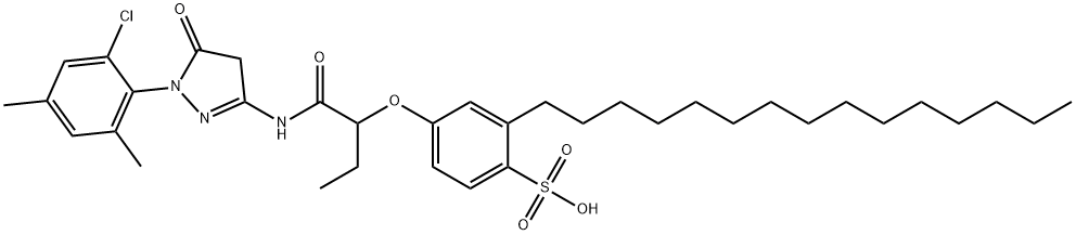 4-[1-[[[[1-(2-Chloro-4,6-dimethylphenyl)-4,5-dihydro-5-oxo-1H-pyrazol]-3-yl]amino]carbonyl]propoxy]-2-pentadecylbenzenesulfonic acid 结构式