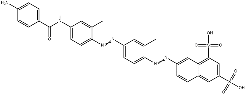 7-[[4-[[4-[(4-Aminobenzoyl)amino]-2-methylphenyl]azo]-2-methylphenyl]azo]-1,3-naphthalenedisulfonic acid 结构式