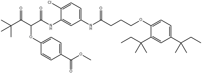 methyl 4-[1-[[[5-[[4-[2,4-bis(tert-pentyl)phenoxy]-1-oxobutyl]amino]-2-chlorophenyl]amino]carbonyl]-3,3-dimethyl-2-oxobutoxy]benzoate 结构式