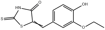 5-[(3-乙氧基-4-羟基-苯基)亚甲基]-2-硫基亚甲基-1,3-四氢噻唑-4-酮 结构式
