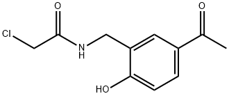 2-氯-N-[(5-乙酰-2-羟基-苯基)甲基]乙酰胺 结构式