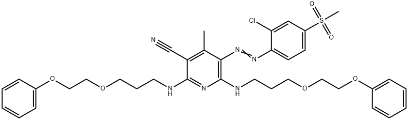 5-[[2-chloro-4-(methylsulphonyl)phenyl]azo]-4-methyl-2,6-bis[[3-(2-phenoxyethoxy)propyl]amino]nicotinonitrile 结构式