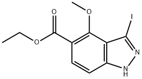 3-碘-4-甲氧基吲唑-5-羧酸乙酯 结构式
